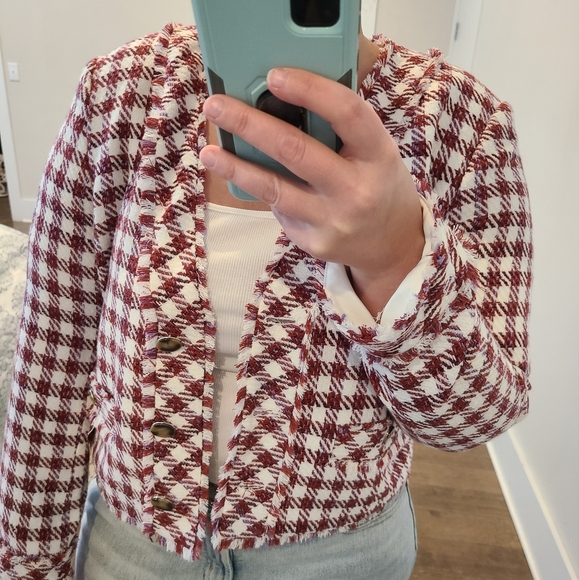 NWT Ann Taylor Cropped Tweed Fringe Blazer - Picture 3 of 8